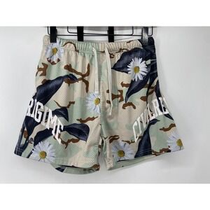 Civil Regime Mesh Shorts Men Medium Green‎ Camo Wild Daisy Streetwear Gym Heavy